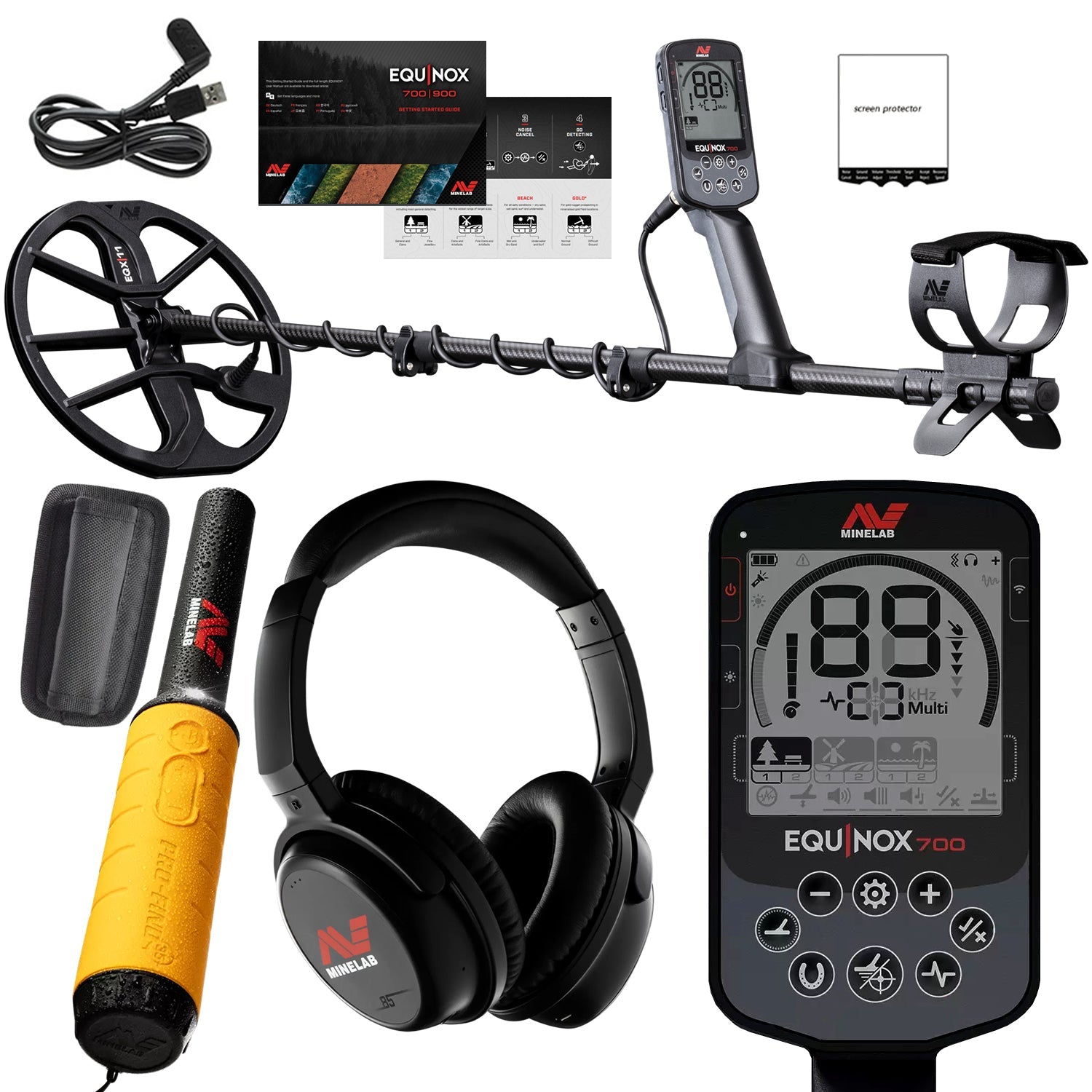Minelab Equinox 700 Metal Detector with 11" DD Coil & Waterproof Pro-Find 35 Pinpointer