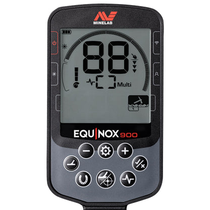 Minelab Equinox 900 Waterproof Multi-Frequency Metal Detector with 11" DD Coil, 6" DD Coil, PRO-FIND 40 Pinpointer, Backpack & EQX 15 Coil