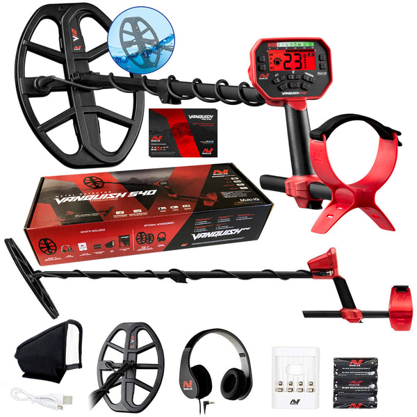 Minelab Vanquish 540 Metal Detector with 12" Coil, Headphones & Rechargeable Batteries