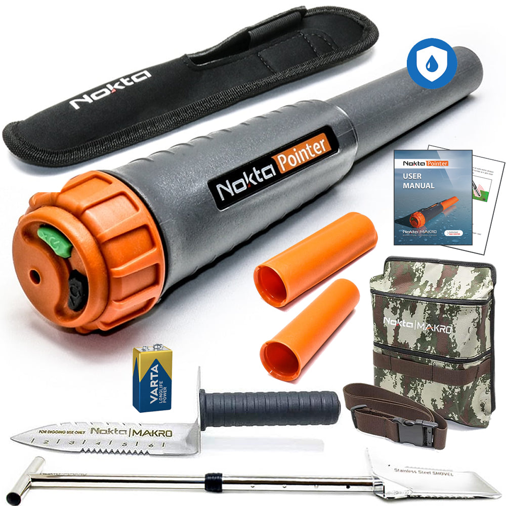 Nokta Waterproof Pinpointer with Finds Pouch, Premium Edge Digger & Shovel