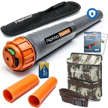 Nokta Waterproof Pinpointer with Holster, Tip Protectors & Finds Pouch