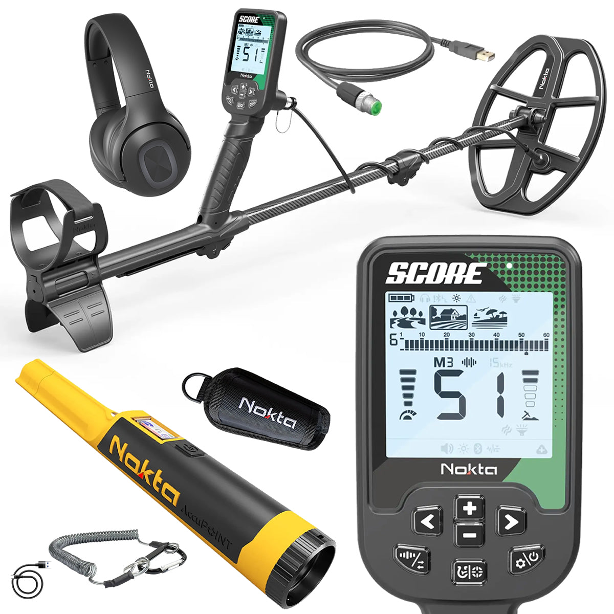 Nokta Score Metal Detector – Waterproof Multi-Frequency with Wireless Headphones & AccuPOINT Pinpointer