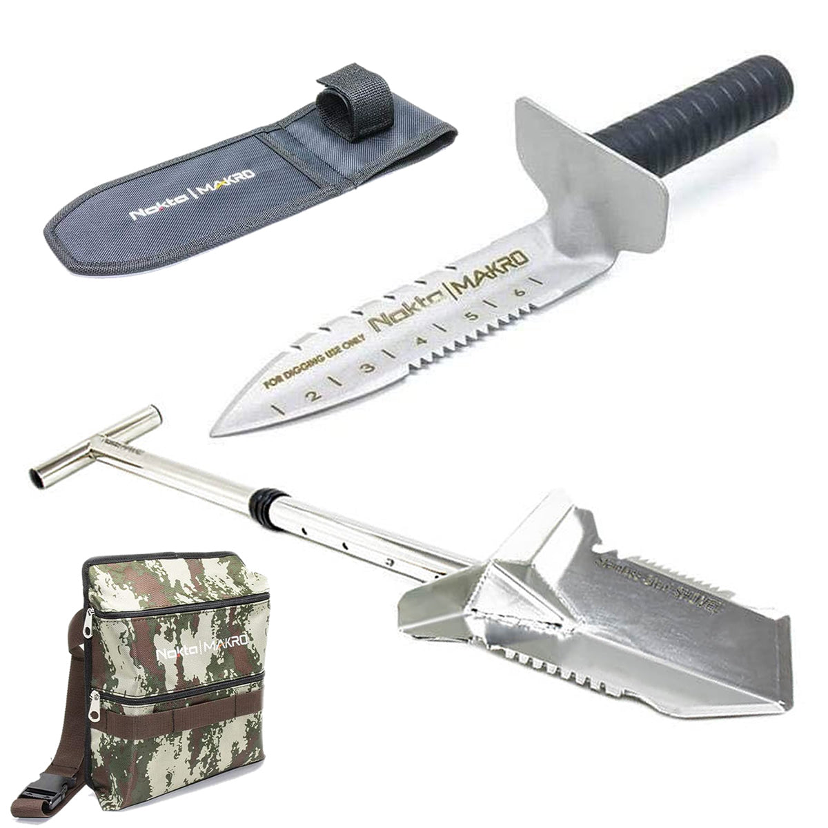 Nokta Metal Detecting Shovel Set – Shovel, Edge Digger & Finds Pouch Included