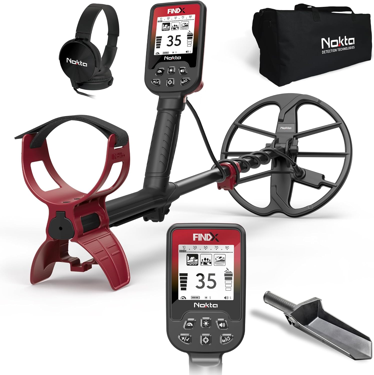 Nokta FindX Metal Detector with Rechargeable Battery, Bag, Digger & Headphones
