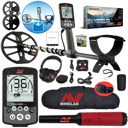 Minelab Equinox 800 Waterproof Multi-Frequency Metal Detector with Carry Bag, 11" DD Coil & Pro-Find 40 Pinpointer