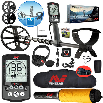 Minelab Equinox 800 Waterproof Multi-Frequency Metal Detector with 11" DD Coil, Gold Mode, Pro-Find 35 Pinpointer & Carry Bag