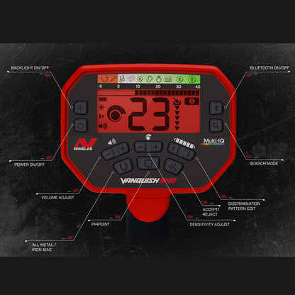 Minelab Vanquish 540 Pro-Pack with Pro-Find 35 Pinpointer, Wireless Headphones, 12" & 8" Coils With covers, Rechargeable Batteries