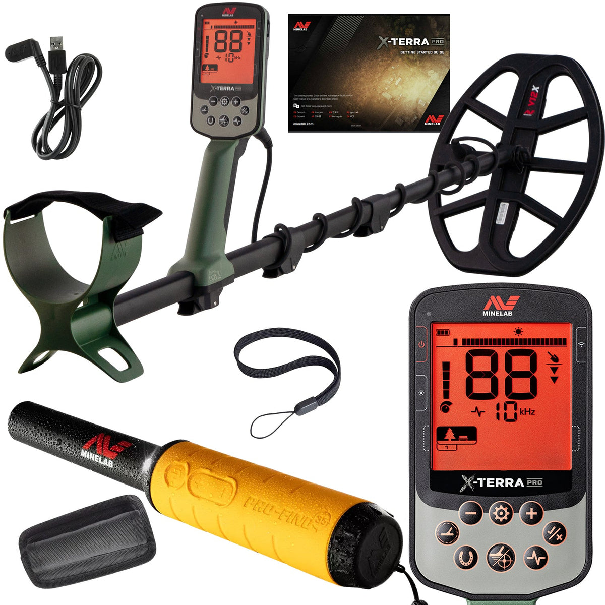 Minelab X-Terra Pro Waterproof Beach Detector Bundle with Pro-Find 35, Adventure Pack & Sand Scoop