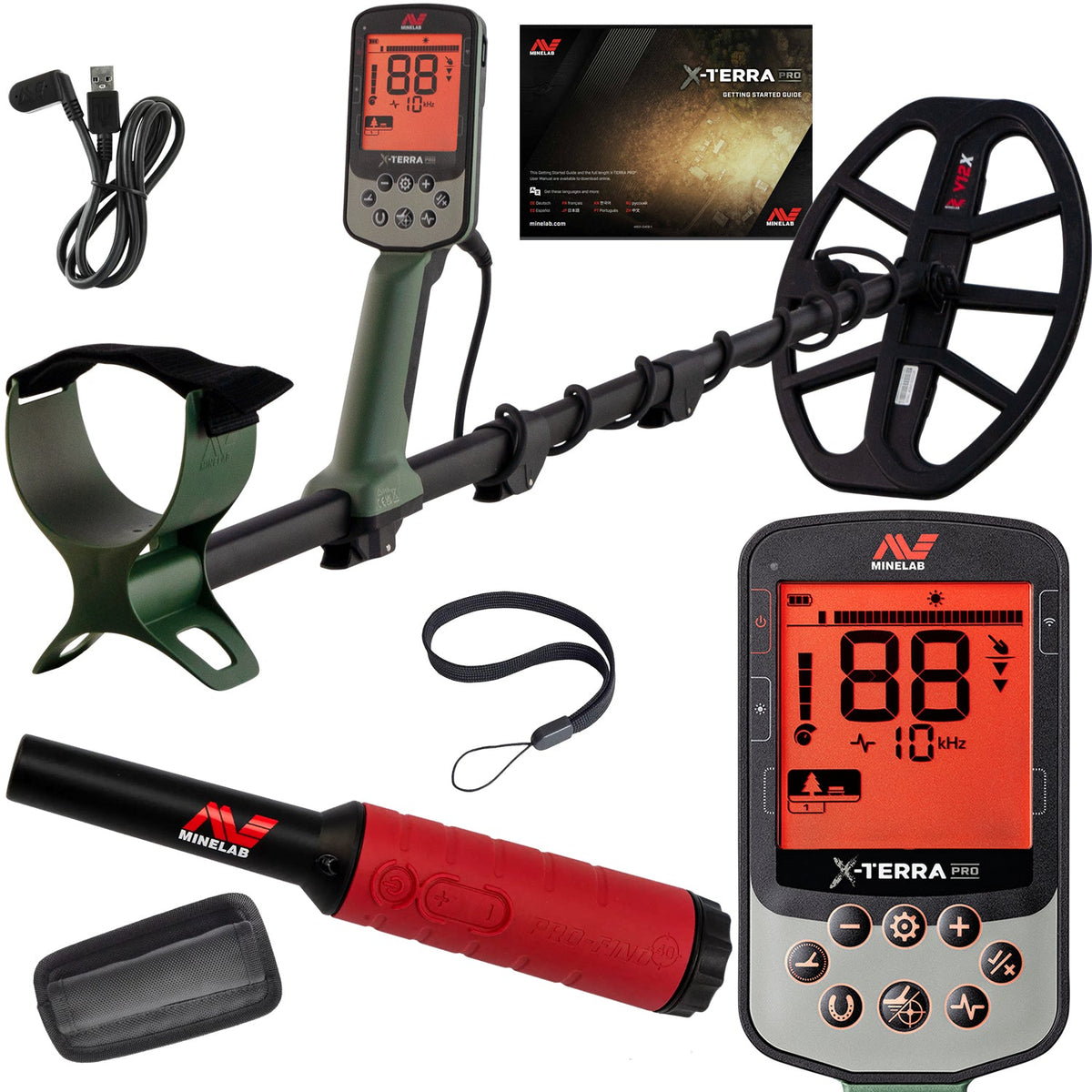 Minelab X-Terra Pro Waterproof Beach Detector Bundle with Pro-Find 40 Pinpointer & Recovery Kit